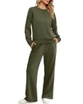 Jescakoo Womens 2 Piece Sweatsuit Outfit 2024 Fall Long Sleeve Pullover Lounge Set Casual Gym Tracksuit S-XXL Green Size M