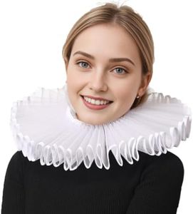 FAD-4U Elizabethan Chiffon Neck Ruff Detachable Collar for Medieval Costume Ensembles Neck Collars