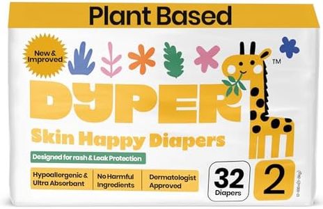 DYPER - Baby Diapers Hypoallergenic Cloth Alternative Day & Overnight Protection - Made with Plant-Based* & Honest Ingredients - Size 2 (32 Count)