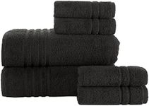 Hammam Linen Bath Sheet Towels 6 Pieces Bundle | Includes: 2 Luxury Bath Sheet Towels, 4 Hand Towels | Quality, Soft Towel Set | Black