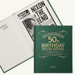 Historic Newspapers - Personalised Birthday Newspaper Book - UK Headlines of YOUR Day - Every birthday since birth! - made just for YOU! - Name Embossed (50th Birthday - Milestone Edition)