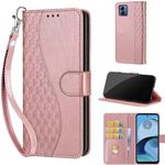 KENHONER Phone Case for Motorola Moto G14 Case, Premium Leather Shockproof Protective Magnetic Closure Phone Case for Motorola Moto G14 Cube-Rose Gold