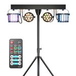 Erreyht 60W RGBW Derby LED Par DJ Light Set with Stand and Remote Control, Partybar Stage Lighting with dmx-3/6/15CH Disco Light for KTV, Churches, Concerts, Weddings, Christmas