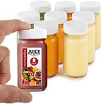 Stock Your Home Glass Shot Bottles with Caps (8 Pack) 2 Oz Juice, Wellness, or Ginger Shots Bottle - Leak Proof, Dishwasher Safe, Mini Jars with Plastic Lids - Reusable Small Juicing Containers