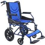 Veayva Portable Folding Wheelchair with double fold Backrest and 12-Inch Wheels - Lightweight and Compact for Easy Transport With Cushioned Seat (LIGHT WEIGHT)