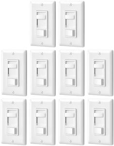 DEWENWILS Dimmer Switch for LED Lights, 600W Incandescent/Halogen and 150W CFL/LED, Single-Pole or 3-Way Dimmer Light Switch, ETL & cUL Listed, White, 10 Packs