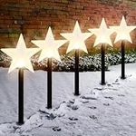 GloBrite 5 Pack Star Garden Lights - Christmas Lights Outdoor | Outdoor Christmas Decorations Battery Powered Pathway Lights | 39cm Waterproof Christmas Path Lights | Christmas Outdoor Lights