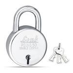 Link® 50mm New Round Lock | Steel Body | Iron Liver | Double Locking | 3 Silver Keys | 1 Padlock | Made in India