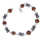 KARNIKA Pure Silver Damroo & Rudraksha Bracelet - Handmade, Fashion, Spiritual Symbolism and Adjustable Fit Bracelets