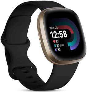 Ouwegaga Compatible with Fitbit Sense/Versa 3/Fitbit Sense 2/Versa 4 Bands for Women Men, Soft TPU Sport Replacement Waterproof Strap for Fitbit Sense/Sense 2/Versa 3/Versa 4 Smartwatch, Black Large