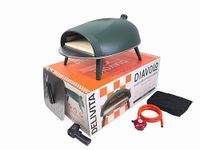 Delivita Diavolo Gas Pizza Oven – Portable, Lightweight – Cooks Pizza in 60-90 Seconds at 450°C – Includes Folding Peel, Carry Case, Temperature Gun, and Gas Regulator – 10.5kg – Green