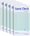 DGBDPACK Guest Check Books for Servers, 5 Pack of EP-3632-1 Server Note Pads, Thick Server Paper with Guest Receipt, Waitress Notepads - 250 Orders Total (Green, 6.75"x3.5")