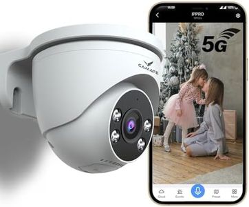 Camate Curve 3MP (5GHz/2.4GHz Dual Band WiFi) Dome CCTV Camera | Wireless Indoor Security Camera with WiFi, Two-Way Audio, Full Color Night Vision, Motion Detection, Supports 256GB SD Card