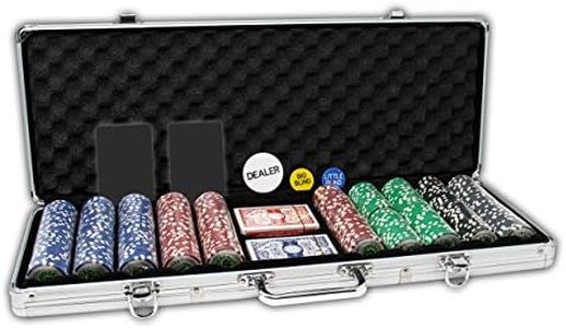 DA VINCI Professional Set of 500 11.5 Gram Casino Del Sol Poker Chips with Denominations, 2 Decks of Plastic Playing Cards, 2 Cut Cards & 3 Dealer Buttons (Silver Aluminum Frame Case)