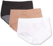 Warners Women's Blissful Benefits No Muffin Top 3 Pack Brief Panty, Tw/Ta/Ub and Tw Pin Dot, X-Large