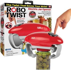 Robotwist Jar Opener, Automatic Jar Opener, Deluxe Model with Improved Torque, Robo Twist Kitchen Gadgets for Home, Electric Handsfree Easy Jar Opener – Works on All Jar Sizes, As Seen on TV, Red…