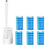 Toilet Wand Kit，Disposable Refill head Toilet Brush With Holder. Disposable Toilet Cleaning System with 48 Disposable cleaning Replacement Head. (Upgrade Toilet Wand + 48pcs Refill)