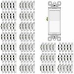 Light Switch,Greencycle 15 Amp Single Pole Light Switch White 100Pack,SP Rocker Paddle Light Switch,120V-277V AC,On/Off Wall Switch,Residential/Commercial Grade,Home & Office,UL Listed