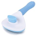 Foodie Puppies Self Cleaning Slicker, Pet Grooming Shedding Brush for Dogs and Cats (Push to Clean Slicker, Oval) - Easy to Remove Loose Undercoat, Pet Massaging Tool Suitable for Pets with Long or Short Hair