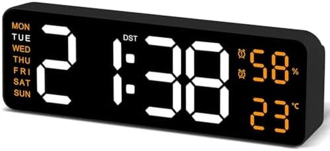 Yakiter Digital Clock, 9" LED Alarm Clock for Bedroom, Bedside Desk Table Clock with Temperature/DST/Humidity/Snooze-12/24H, for Deep Sleepers Kids Elderly Home Office (White)
