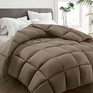 HYLEORY All Season California King Size Bed Comforter - Cooling Down Alternative Quilted Duvet Insert with Corner Tabs - Winter Warm - Machine Washable - Taupe,Cal King(96*104)