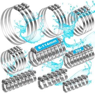 moveland 8-114 mm Collier de Serrage Tuyau - Antirouille 304 Collier Inox Serrage, 50 pcs - Réglable Collier Serrage - n'endommage pas le tuyau, pour le jardin, la maison, la piscine, la cheminée