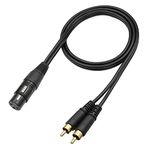 QIANRENON XLR to RCA and Audio Splitter Cable XLR Female to 2 RCA Male Mono Conversion Cable XLR to 2 RCA Dual Channel Y Splitter Extension Audio Cable,for Mixer Amplifier KTV,1m/3.2ft