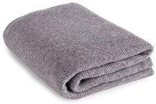 Love Cashmere Luxury 100% Cashmere Travel Blanket - Light Grey - Made in Scotland