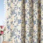 Linen Boho Curtains for Living Room 96 Inch Curtains 2 Panel Set Rod Pocket Farmhouse Bedroom Vintage Floral Patterned Curtains with Tassel