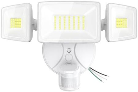 Onforu 75W LED Flood Light Motion Sensor Outdoor, 7000lm Dusk to Dawn Flood Light, Security Light with Three Head, IP65 Waterproof Exterior Floodlight, 6500k Wall Light for Entryway Stairs Yard Garage