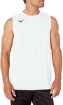 Mizuno Men's Sleeveless Volleyball Jersey, White, Large