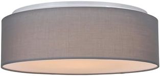 Navaris Flush Mount Ceiling Light - 15.75" Diameter Drum Lamp Shade LED Fixture for Bedroom, Living Room, Kitchen, Hallway Lighting - Light Gray