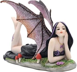 Comfy Hour Fairyland Collection 6” Dark Fairy Witch Spirit Forest Lying On Grassland Figurine, Home Decoration and Collectibles, Polyresin