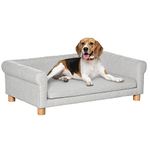 PawHut Modern Pet Sofa Cat or Medium Large Dog Bed W/Removable Seat Cushion, Light Grey