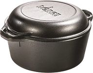 Lodge L8DD3 4.73 litre / 5 quart Pre-Seasoned Cast Iron Double Dutch Oven (with Loop Handles), Black