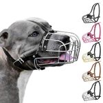 BronzeDog Dog Muzzle Pitbull Metal Mask Amstaff Wire Basket Pit Bull Adjustable Leather Straps for Large Dogs