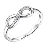 HighSpark 925 Silver Solitaire Rings for Women | Adjustable Contemporary Style | 92.5 Sterling Silver & Diamond Like Brilliance Sparkling Zirconia | Lovely Gift - Studded Infinity