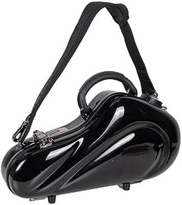 Crossrock Pro-Grade Curved Soprano Saxophone Case | Jet Black Gloss, TSA Lock, Elite Protection, Detachable Backpack Straps, Accessory Pocket for Professional Musicians