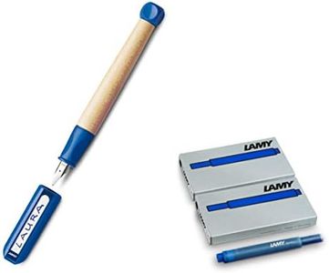 LAMY ABC 009 Stylo-plume, en bois d'érable et plastique de couleur bleue, plume en acier poli, calibre de plume A (débutant) (plume A, stylo plume + cartouches, bleu)