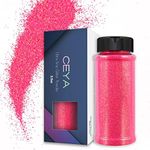 Ceya Ultra Fine Neon Glitter Powder 3.5oz/ 100g Pink Iridescent Crafts Glitter 1/128” 0.008” 0.2mm for Slime Epoxy Resin Tumbler Jewelry Nails Art Makeup Painting Snow Globe Christmas Decor