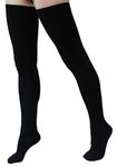 Extra Long Solid Color Thigh High Knit Socks (Black (1 pair))