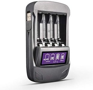 CITYORK 4Slots USB LCD Smart Battery Charger for AA AAA Ni-MH/Ni-CD Rechargeable Batteries, with Charge, Discharge, Refresh, Voltage Test Functions