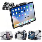 360° Rotating Car Tablet Holder - Adjustable Dashboard Car Phone Tablet Mount, Camper Van Car Travel Tablet Stand Gadgets Accessories, Compatible with iPhone iPad Galaxy Tab Switch DVD Player, Black