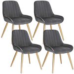 Lestarain Dining Chairs Set of 4 Vintage Kitchen Counter Chairs Lounge Leisure Living Room Corner Chairs With Metal Legs Velvet Seat and Backrests,Dark grey