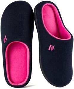 RockDove Women's Original Two-Tone Memory Foam Slipper, Size 7-8 US Women, Dark Navy/Fuscia