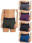 FREECULTR Men's Underwear Anti Bacterial Micromodal Airsoft Trunk - Non Itch No Chaffing Sweat Proof - Seaweed Green,Smoke Grey,Trippy Violet,Ash Grey,Midnight Blue Size M Pack 5