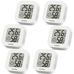 6Pack Room Thermometer Vaikby, Indoor Thermometer Hygrometer, Mini Digital Temperature Humidity Meter Gauge Monitor, Large LCD Display Celsius or Fahrenheit for House, Greenhouse, Baby, Office, Home