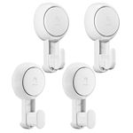 TAILI Suction Cup Hooks 4 Packs Heavy Duty Towel Hanger Easy to Install Shower Hanger for Bathroom Kitchen Hotel No Drilling Removable Portable Wall Hooks Waterproof, White