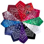 Chalier Cmfort Paisley Bandana for Women Men, Multifunctional Paisley Headbands Scarf 10-14 Pack Cowboy Bandana Handkerchiefs