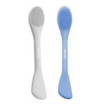 REVEX Silicone Face Mask Applicator，2 Packs Facial Mask Brushes for Mud, Clay, Charcoal Mixed Mask，Soft Makeup Beauty Brush Tools for Apply Cream, Lotion (Sky Blue+Gray)